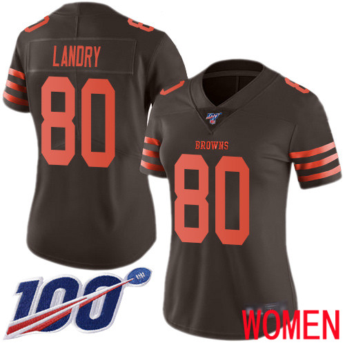Cleveland Browns Jarvis Landry Women Brown Limited Jersey #80 NFL Football 100th Season Rush Vapor Untouchable